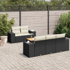 vidaXL 6 részes fekete polyrattan kerti ülőgarnitúra párnákkal kerti bútor