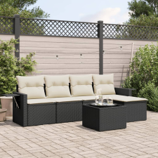 vidaXL 6 részes fekete polyrattan kerti ülőgarnitúra párnákkal kerti bútor