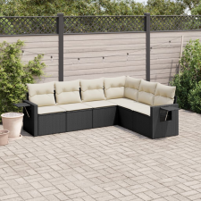 vidaXL 6 részes fekete polyrattan kerti ülőgarnitúra párnákkal kerti bútor