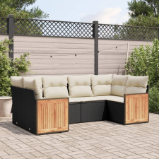 vidaXL 6 részes fekete polyrattan kerti ülőgarnitúra párnákkal kerti bútor