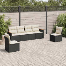 vidaXL 6 részes fekete polyrattan kerti ülőgarnitúra párnákkal kerti bútor