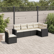vidaXL 6 részes fekete polyrattan kerti ülőgarnitúra párnákkal kerti bútor