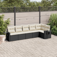 vidaXL 6 részes fekete polyrattan kerti ülőgarnitúra párnákkal kerti bútor
