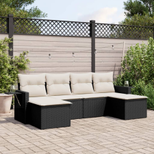vidaXL 6 részes fekete polyrattan kerti ülőgarnitúra párnákkal kerti bútor