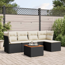 vidaXL 6 részes fekete polyrattan kerti ülőgarnitúra párnákkal kerti bútor