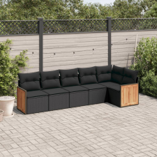 vidaXL 6 részes fekete polyrattan kerti ülőgarnitúra párnákkal kerti bútor