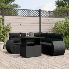 vidaXL 6 részes fekete polyrattan kerti ülőgarnitúra párnákkal kerti bútor