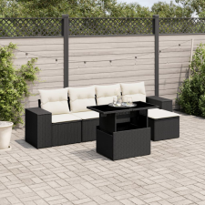 vidaXL 6 részes fekete polyrattan kerti ülőgarnitúra párnákkal kerti bútor