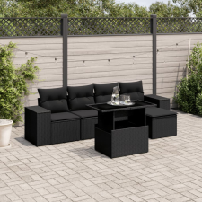 vidaXL 6 részes fekete polyrattan kerti ülőgarnitúra párnákkal kerti bútor