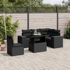 vidaXL 6 részes fekete polyrattan kerti ülőgarnitúra párnákkal kerti bútor