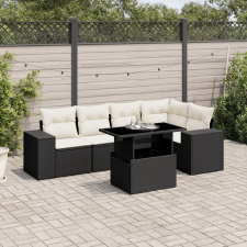 vidaXL 6 részes fekete polyrattan kerti ülőgarnitúra párnákkal kerti bútor