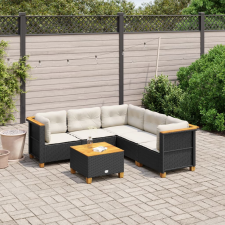 vidaXL 6 részes fekete polyrattan kerti ülőgarnitúra párnákkal kerti bútor