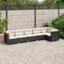vidaXL 6 részes fekete polyrattan kerti ülőgarnitúra párnákkal kerti bútor