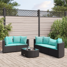 vidaXL 6 részes fekete polyrattan kerti ülőgarnitúra párnákkal kerti bútor