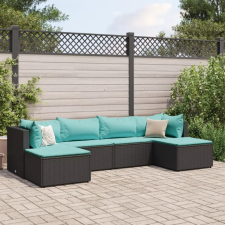 vidaXL 6 részes fekete polyrattan kerti ülőgarnitúra párnákkal kerti bútor
