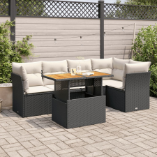 vidaXL 6 részes fekete polyrattan kerti ülőgarnitúra párnákkal kerti bútor