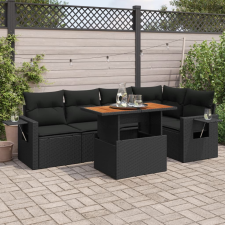 vidaXL 6 részes fekete polyrattan kerti ülőgarnitúra párnákkal kerti bútor