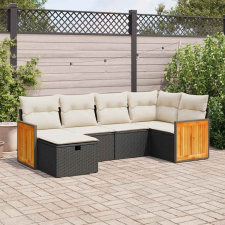 vidaXL 6 részes fekete polyrattan kerti ülőgarnitúra párnákkal kerti bútor