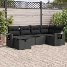 vidaXL 6 részes fekete polyrattan kerti ülőgarnitúra párnákkal kerti bútor