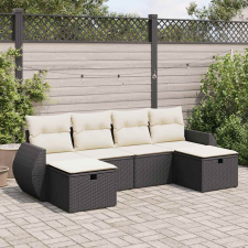 vidaXL 6 részes fekete polyrattan kerti ülőgarnitúra párnákkal kerti bútor