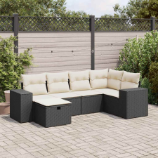 vidaXL 6 részes fekete polyrattan kerti ülőgarnitúra párnákkal kerti bútor