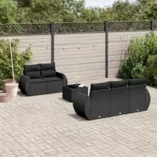 vidaXL 6 részes fekete polyrattan kerti ülőgarnitúra párnákkal kerti bútor