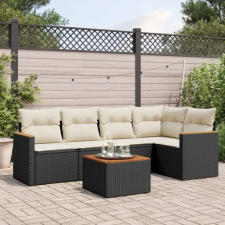 vidaXL 6 részes fekete polyrattan kerti ülőgarnitúra párnákkal kerti bútor