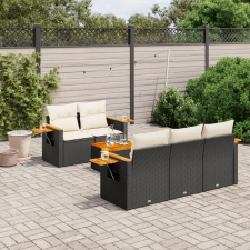 vidaXL 6 részes fekete polyrattan kerti ülőgarnitúra párnákkal kerti bútor