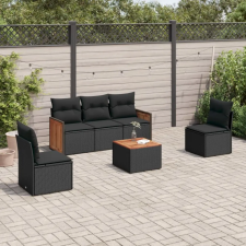 vidaXL 6 részes fekete polyrattan kerti ülőgarnitúra párnákkal kerti bútor