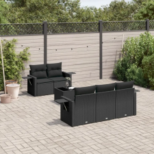 vidaXL 6 részes fekete polyrattan kerti ülőgarnitúra párnákkal kerti bútor