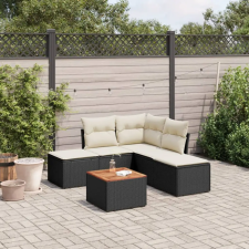 vidaXL 6 részes fekete polyrattan kerti ülőgarnitúra párnákkal kerti bútor