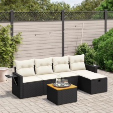 vidaXL 6 részes fekete polyrattan kerti ülőgarnitúra párnákkal kerti bútor