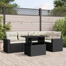 vidaXL 6 részes fekete polyrattan kerti ülőgarnitúra párnákkal kerti bútor