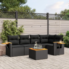 vidaXL 6 részes fekete polyrattan kerti ülőgarnitúra párnákkal kerti bútor