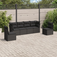 vidaXL 6 részes fekete polyrattan kerti ülőgarnitúra párnákkal kerti bútor