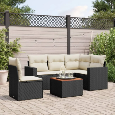 vidaXL 6 részes fekete polyrattan kerti ülőgarnitúra párnákkal kerti bútor