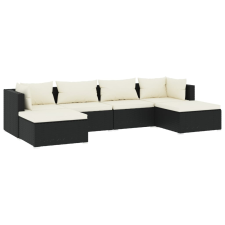 vidaXL 6 részes fekete polyrattan kerti ülőgarnitúra párnákkal (3101799) kerti bútor