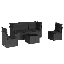 vidaXL 6 részes fekete polyrattan kerti ülőgarnitúra párnákkal (3217355) kerti bútor