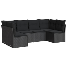 vidaXL 6 részes fekete polyrattan kerti ülőgarnitúra párnákkal (3217385) kerti bútor