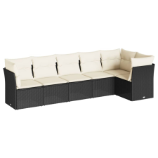 vidaXL 6 részes fekete polyrattan kerti ülőgarnitúra párnákkal (3217656) kerti bútor
