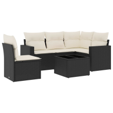 vidaXL 6 részes fekete polyrattan kerti ülőgarnitúra párnákkal (3218966) kerti bútor