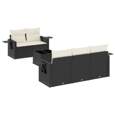 vidaXL 6 részes fekete polyrattan kerti ülőgarnitúra párnákkal (3219895) kerti bútor