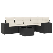 vidaXL 6 részes fekete polyrattan kerti ülőgarnitúra párnákkal (3222535) kerti bútor