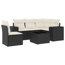 vidaXL 6 részes fekete polyrattan kerti ülőgarnitúra párnákkal (3222575) kerti bútor