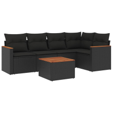 vidaXL 6 részes fekete polyrattan kerti ülőgarnitúra párnákkal (3225950) kerti bútor