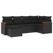 vidaXL 6 részes fekete polyrattan kerti ülőgarnitúra párnákkal (3226174) kerti bútor