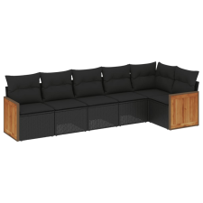 vidaXL 6 részes fekete polyrattan kerti ülőgarnitúra párnákkal (3227665) kerti bútor