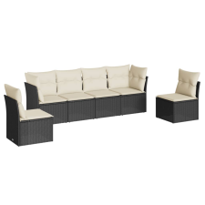 vidaXL 6 részes fekete polyrattan kerti ülőgarnitúra párnákkal (3249205) kerti bútor