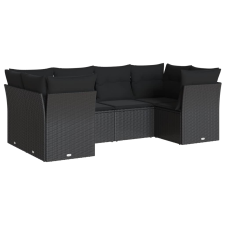 vidaXL 6 részes fekete polyrattan kerti ülőgarnitúra párnákkal (3249944) kerti bútor