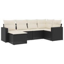 vidaXL 6 részes fekete polyrattan kerti ülőgarnitúra párnákkal (3251593) kerti bútor